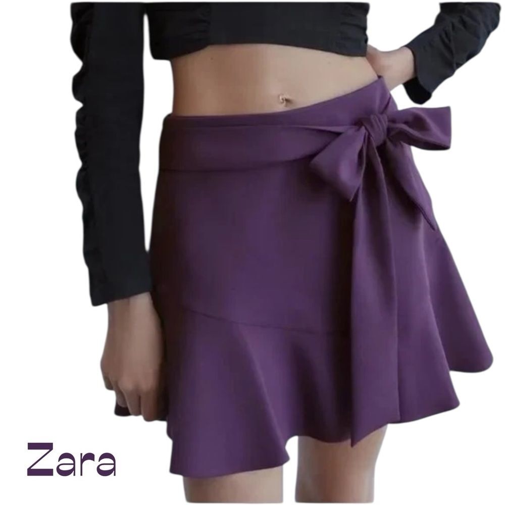 Zara Purple Front Wrap Skort Size S Feminine EuroGirl